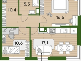 Продается 2-комнатная квартира ЖК DOGMA PARK (Догма парк), литера 21, 60.1  м², 9297470 рублей