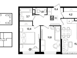 Продается 2-комнатная квартира ЖК DOGMA PARK (Догма парк), литера 22, 59.4  м&sup2;, 9373320 рублей