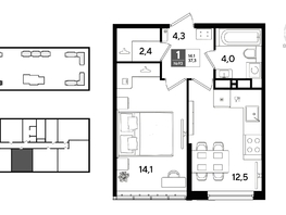 Продается 1-комнатная квартира ЖК DOGMA PARK (Догма парк), литера 22, 37.3  м&sup2;, 7079540 рублей