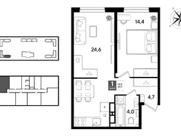 Продается 1-комнатная квартира ЖК DOGMA PARK (Догма парк), литера 22, 47.7  м&sup2;, 8438130 рублей