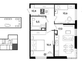 Продается 2-комнатная квартира ЖК DOGMA PARK (Догма парк), литера 22, 60.1  м&sup2;, 9399640 рублей
