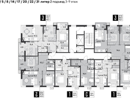 Продается 1-комнатная квартира ЖК Парк Победы 2, литера 8, 40.8  м&sup2;, 7854000 рублей