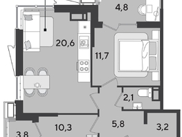 Продается 2-комнатная квартира ЖК Парк Победы 2, литера 21, 65.9  м², 10550590 рублей