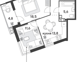 Продается 2-комнатная квартира ЖК Парк Победы 2, литера 28, 63.2  м&sup2;, 9600080 рублей