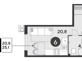 Продается Студия ЖК Парк Победы 2, литера 6, 25.1  м², 5148010 рублей