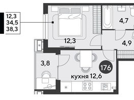Продается 1-комнатная квартира ЖК Парк Победы 2, литера 6, 38.3  м², 7127630 рублей