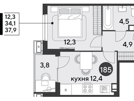 Продается 1-комнатная квартира ЖК Парк Победы 2, литера 6, 37.9  м², 7064560 рублей