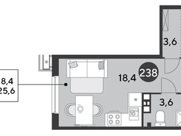 Продается Студия ЖК Парк Победы 2, литера 6, 25.6  м&sup2;, 5578240 рублей