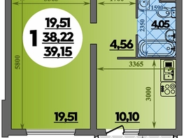 Продается 1-комнатная квартира ЖК Город у моря, литера 17, 39.15 м², 7113555 рублей