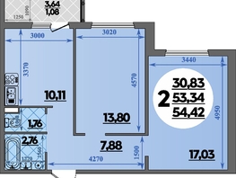 Продается 2-комнатная квартира ЖК Восточный, литера 35, 54.42  м&sup2;, 8533056 рублей