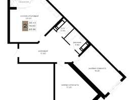 Продается 2-комнатная квартира ЖК Сердце, 83.65  м², 28859250 рублей