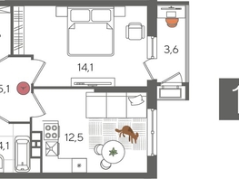 Продается 1-комнатная квартира ЖК Рекорд 2, литера 5, 42  м², 9177000 рублей