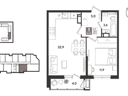 Продается 1-комнатная квартира ЖК Рекорд 2, литера 1, 46.9  м&sup2;, 11776590 рублей