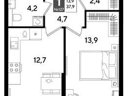 Продается 1-комнатная квартира ЖК DOGMA PARK (Догма парк), литера 16, 37.9  м&sup2;, 7409450 рублей