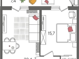 Продается 1-комнатная квартира ЖК Рекорд 2, литера 2, 55.9  м², 10934040 рублей