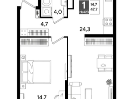 Продается 1-комнатная квартира ЖК DOGMA PARK (Догма парк), лит 13, 47.7  м², 8419050 рублей