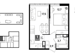 Продается 1-комнатная квартира ЖК DOGMA PARK (Догма парк), литера 22, 37.8  м&sup2;, 7348320 рублей