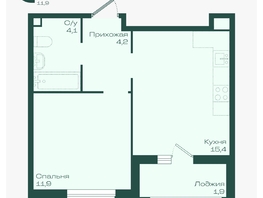 Продается 1-комнатная квартира ЖК Ботаника, литер 1.1, 37.5  м&sup2;, 6099375 рублей