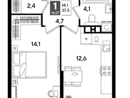Продается 1-комнатная квартира ЖК DOGMA PARK (Догма парк), литера 18, 37.5  м², 7305000 рублей
