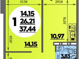 Продается 1-комнатная квартира ЖК Южная долина, литер 2, 37.44  м&sup2;, 4541472 рублей