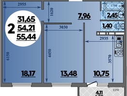 Продается 2-комнатная квартира ЖК Южная долина, литер 2, 55.44  м&sup2;, 6170472 рублей