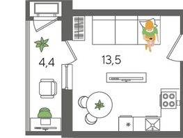 Продается Студия ЖК Рекорд 2, литера 5, 25.1  м&sup2;, 6942660 рублей