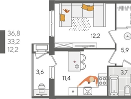 Продается 1-комнатная квартира ЖК Рекорд 2, литера 5, 36.8  м&sup2;, 9733600 рублей