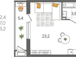Продается Студия ЖК Рекорд 2, литера 5, 32.4  м&sup2;, 7811640 рублей