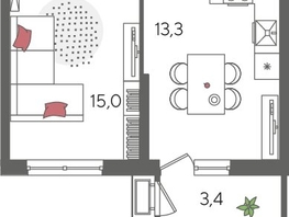 Продается 1-комнатная квартира ЖК Рекорд 2, литера 6, 41.6  м&sup2;, 10021440 рублей
