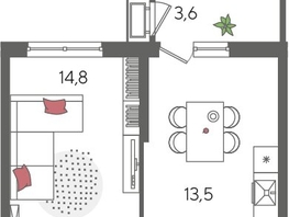 Продается 1-комнатная квартира ЖК Рекорд 2, литера 1, 42.2  м&sup2;, 10144880 рублей