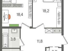Продается 3-комнатная квартира ЖК Рекорд 2, литера 2, 101.9  м&sup2;, 18505040 рублей