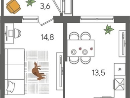 Продается 1-комнатная квартира ЖК Рекорд 2, литера 2, 42.2  м&sup2;, 9634260 рублей