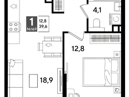 Продается 1-комнатная квартира ЖК DOGMA PARK (Догма парк), литера 16, 39.6  м&sup2;, 7757640 рублей