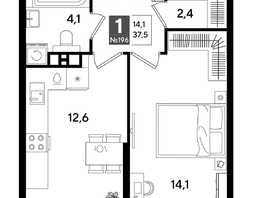 Продается 1-комнатная квартира ЖК DOGMA PARK (Догма парк), лит 20, 37.5  м&sup2;, 7335000 рублей