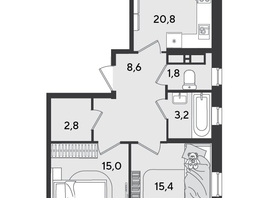 Продается 2-комнатная квартира ЖК Парк Победы 2, литера 21, 67.6  м&sup2;, 10829520 рублей
