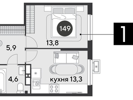 Продается 1-комнатная квартира ЖК Парк Победы 2, литера 6, 37.6  м&sup2;, 7286880 рублей