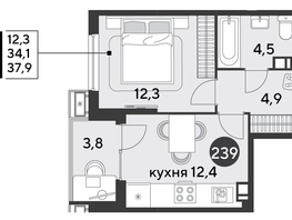 Продается 1-комнатная квартира ЖК Парк Победы 2, литера 6, 37.9  м&sup2;, 7451140 рублей