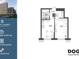 Продается 1-комнатная квартира ЖК Порто-Ново, литера 6, 36.2  м&sup2;, 8249981 рублей