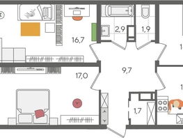 Продается 3-комнатная квартира ЖК Рекорд 2, литера 3, 95.4  м&sup2;, 19223100 рублей