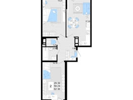 Продается 2-комнатная квартира ЖК Фонтаны, литер 19, 62.36  м&sup2;, 10913000 рублей