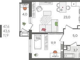 Продается 1-комнатная квартира ЖК Рекорд 2, литера 1, 47.6  м&sup2;, 11224080 рублей
