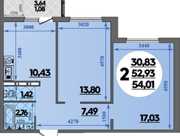 Продается 2-комнатная квартира ЖК Восточный, литера 35, 54.01  м&sup2;, 8506575 рублей