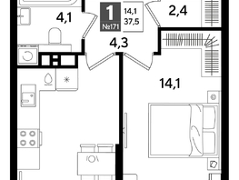 Продается 1-комнатная квартира ЖК DOGMA PARK (Догма парк), литера 16, 37.5  м&sup2;, 7361250 рублей
