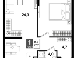 Продается 1-комнатная квартира ЖК DOGMA PARK (Догма парк), лит 20, 47.7  м&sup2;, 8352271 рублей