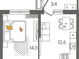 Продается 1-комнатная квартира ЖК Рекорд 2, литера 5, 41.4  м&sup2;, 10490760 рублей