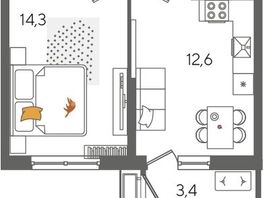 Продается 1-комнатная квартира ЖК Рекорд 2, литера 5, 41.4  м&sup2;, 10188540 рублей