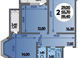 Продается 2-комнатная квартира ЖК Парк у дома, литера 7.1, 59.4  м&sup2;, 14291640 рублей