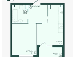 Продается 1-комнатная квартира ЖК Ботаника, литер 1.1, 34.7  м&sup2;, 6054630 рублей