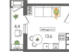 Продается Студия ЖК Рекорд 2, литера 5, 24.7  м&sup2;, 7489040 рублей