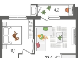 Продается 1-комнатная квартира ЖК Рекорд 2, литера 6, 48.5  м&sup2;, 10970700 рублей